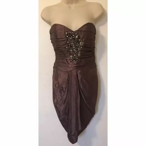 Bebe Purple Strapless Jeweled Mini Dress